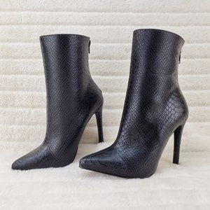 Black Snake High Heel Ankle Boots